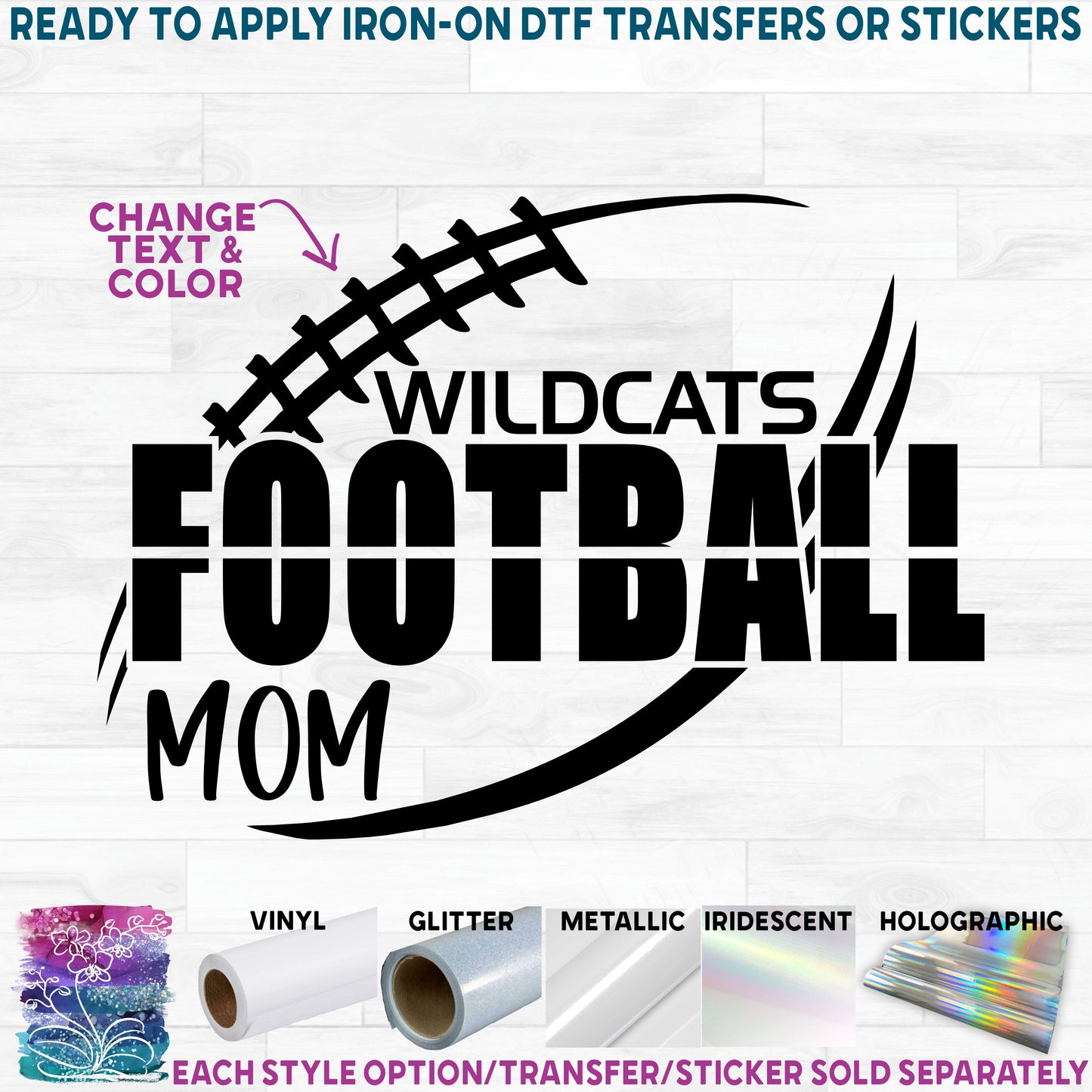 (s044-8D) Football Team Name Mom Family Custom Text