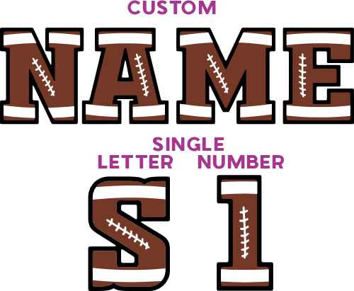 (s044-3) Football Single Letters, Numbers or Custom Text Names