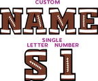 (s044-3) Football Single Letters, Numbers or Custom Text Names