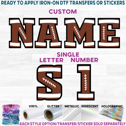 (s044-3) Football Single Letters, Numbers or Custom Text Names