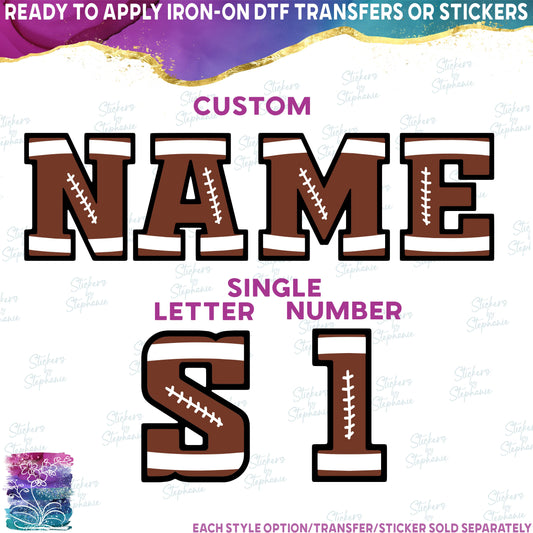 (s044-3) Football Single Letters, Numbers or Custom Text Names
