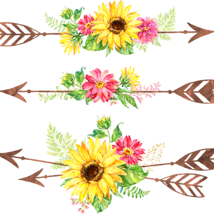(s045-1-G) Watercolor Sunflowers Arrows Set or Single
