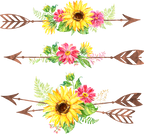 (s045-1-G) Watercolor Sunflowers Arrows Set or Single