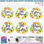 (045-02-A) Big Sister, Little Sister, Custom Text Sunflower Floral Flowers Watercolor