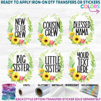 (045-02-B) Big Sister, Little Sister, Custom Text Sunflower Floral Flowers Watercolor