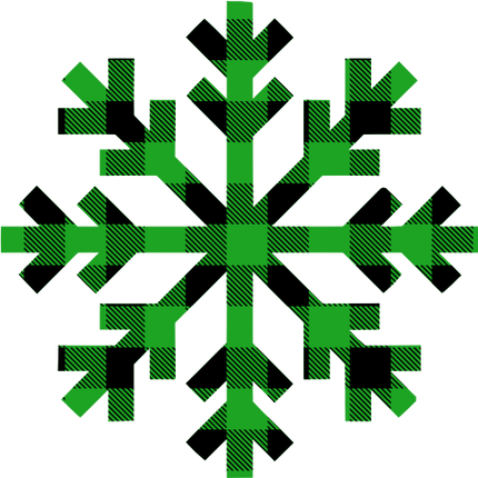 (060-01-D) Snowflakes Snow Flakes Grass Green Black Buffalo Plaid