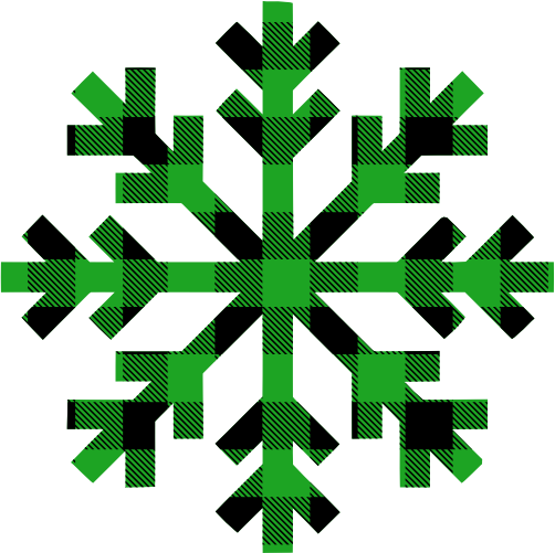(060-01-D) Snowflakes Snow Flakes Grass Green Black Buffalo Plaid