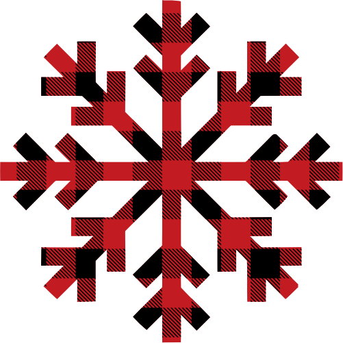 (060-01-D) Snowflakes Snow Flakes Red Black Buffalo Plaid