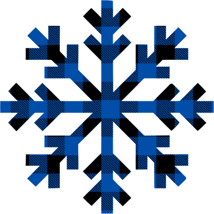 (060-01-D) Snowflakes Snow Flakes Royal Blue Black Buffalo Plaid