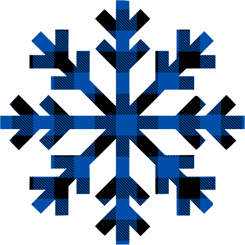 (060-01-D) Snowflakes Snow Flakes Royal Blue Black Buffalo Plaid
