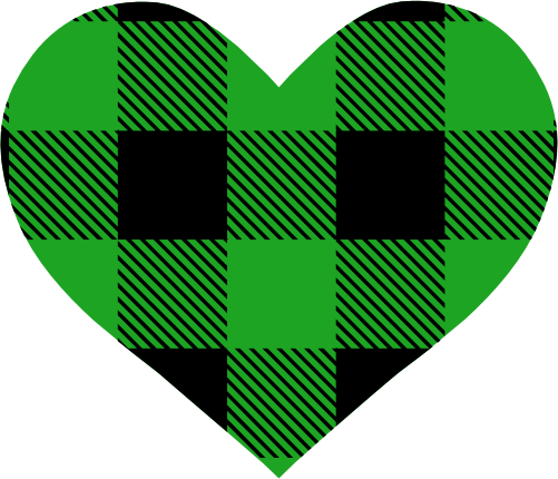 (s046-1-F) Heart Red, Green, Blue White Black Buffalo Plaid