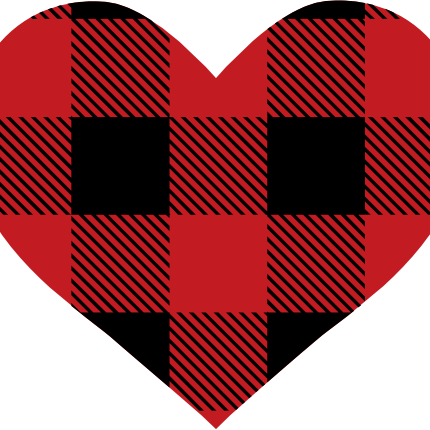 (s046-1-F) Heart Red, Green, Blue White Black Buffalo Plaid