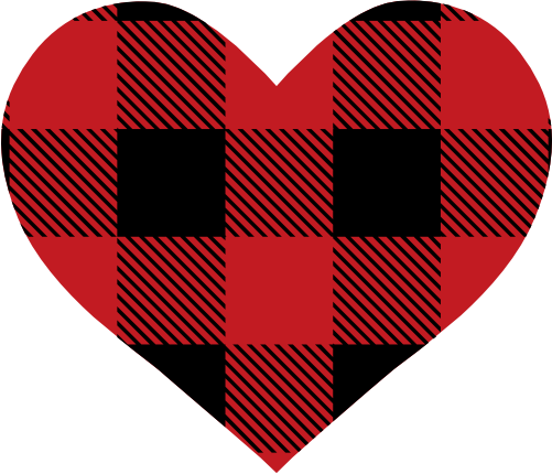 (s046-1-F) Heart Red, Green, Blue White Black Buffalo Plaid