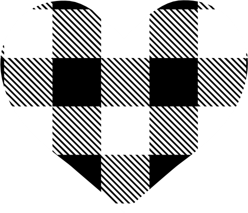 (s046-1-F) Heart Red, Green, Blue White Black Buffalo Plaid