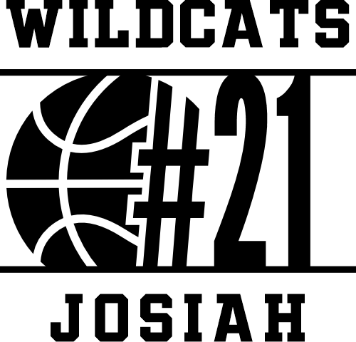 (047-07-1D) Basketball Player Number Custom Text Iron-On Transfer