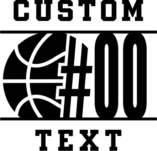 (047-07-1D) Basketball Player Number Custom Text Iron-On Transfer