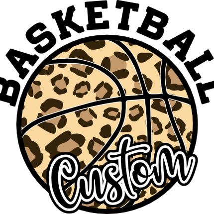 (047-07-1Q) Leopard Print Basketball Custom Text Iron-On Transfer