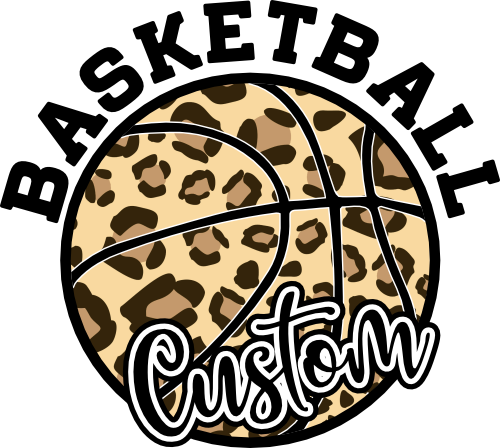 (047-07-1Q) Leopard Print Basketball Custom Text Iron-On Transfer