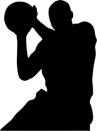 (s047-5-2A) Mens Basketball Player Silhouette