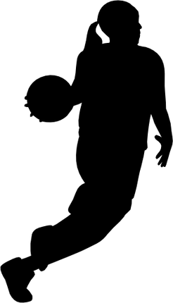(s047-5-1C) Lady Basketball Player Silhouette