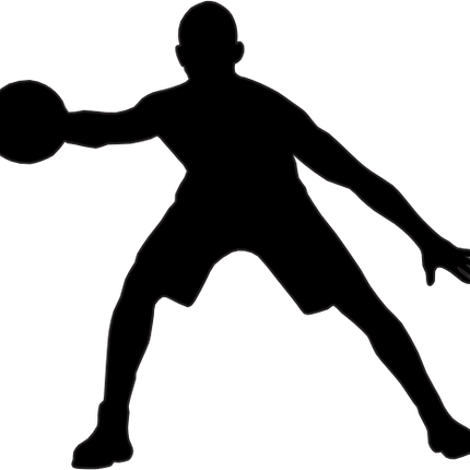 (s047-5-2C) Mens Basketball Player Silhouette
