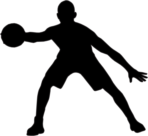 (s047-5-2C) Mens Basketball Player Silhouette