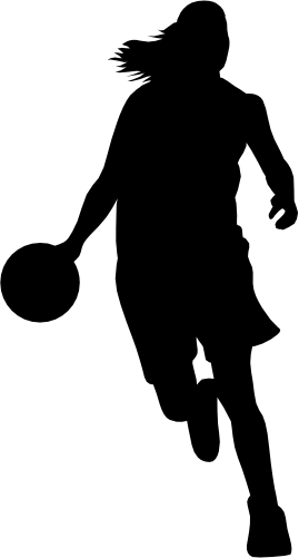 (s047-5-1E) Lady Basketball Player Silhouette