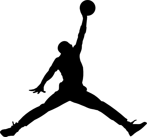 (s047-5-2F) Mens Basketball Player Silhouette