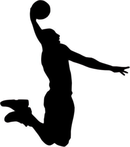 (s047-5-1R) Mens Basketball Player Silhouette