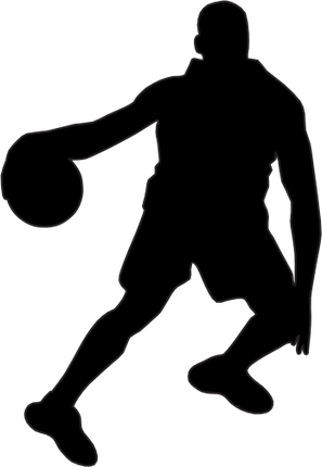 (s047-5-1T) Mens Basketball Player Silhouette