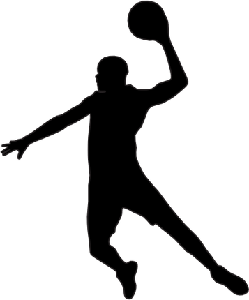 (s047-5-1W) Mens Basketball Player Silhouette