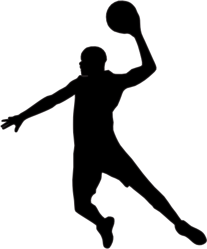 (s047-5-1W) Mens Basketball Player Silhouette