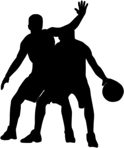 (s047-5-1Y) Mens Basketball Player Silhouette