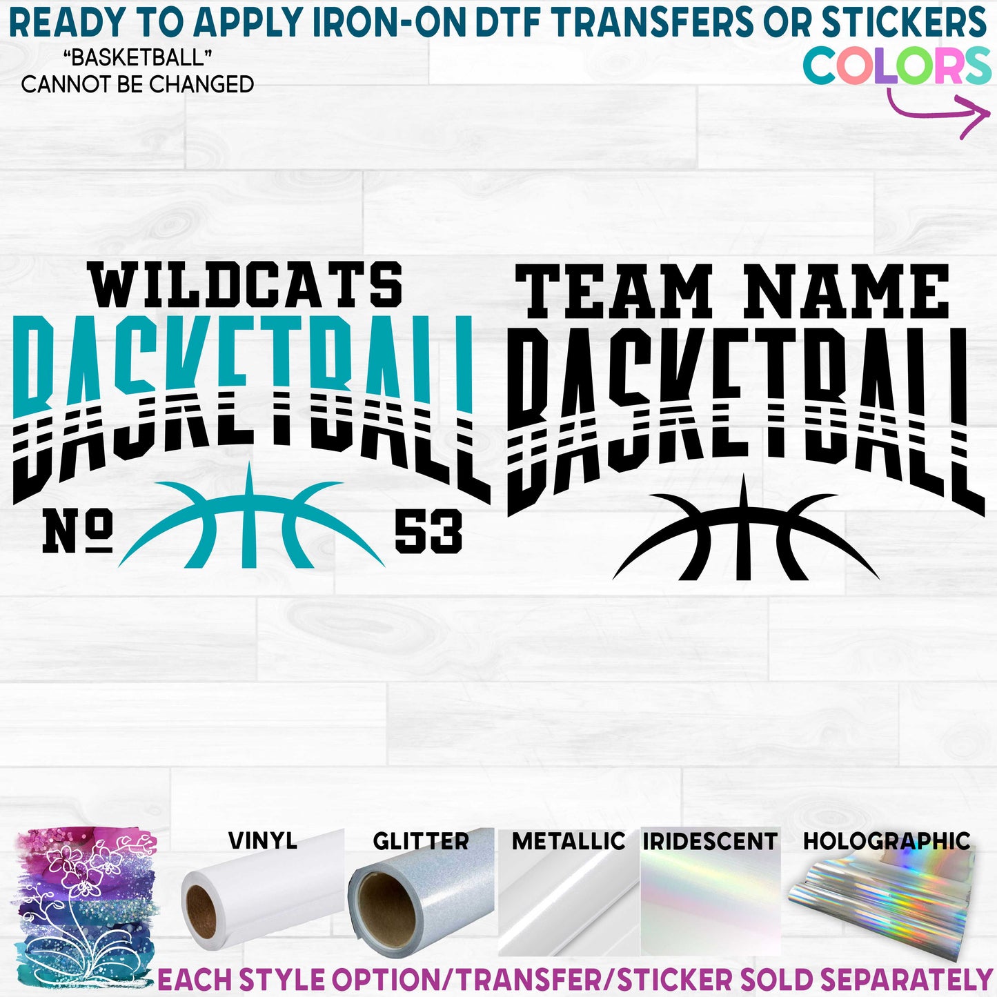 (s047-8F) Team Name Basketball Custom Text