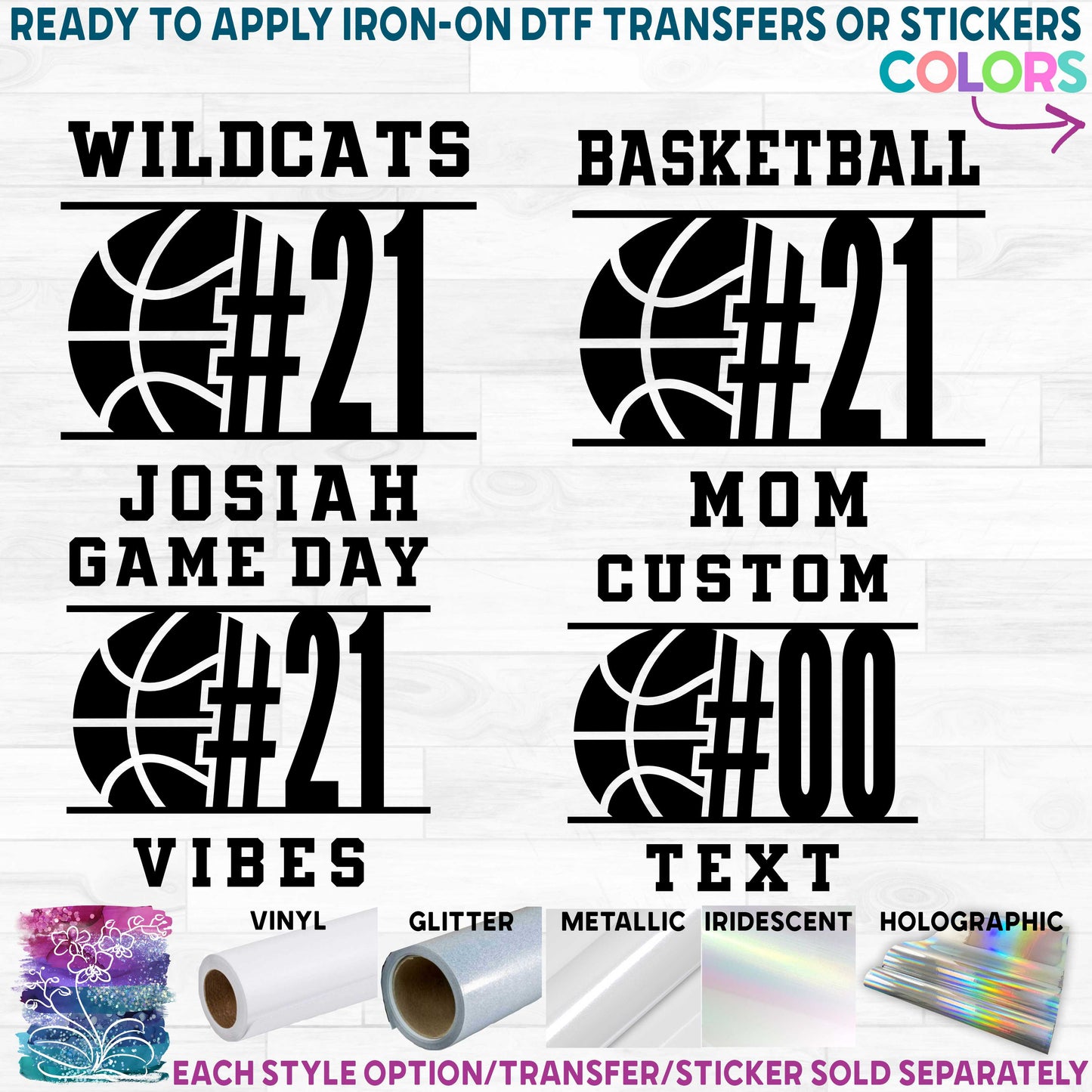 (s047-8G) Basketball Team Name Mom Family Printed Heat Transfer or Sticker