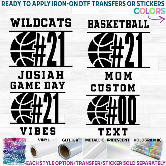 (s047-8G) Basketball Team Name Mom Family Printed Heat Transfer or Sticker