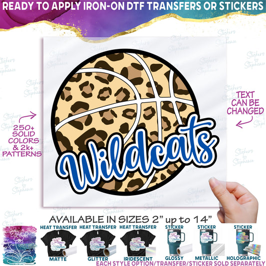 (s047-10C) Leopard Basketball Team Name Custom Text