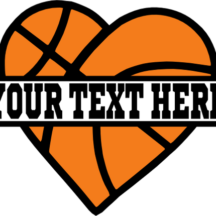 (047-02-K) Heart Basketball Split Ball Text