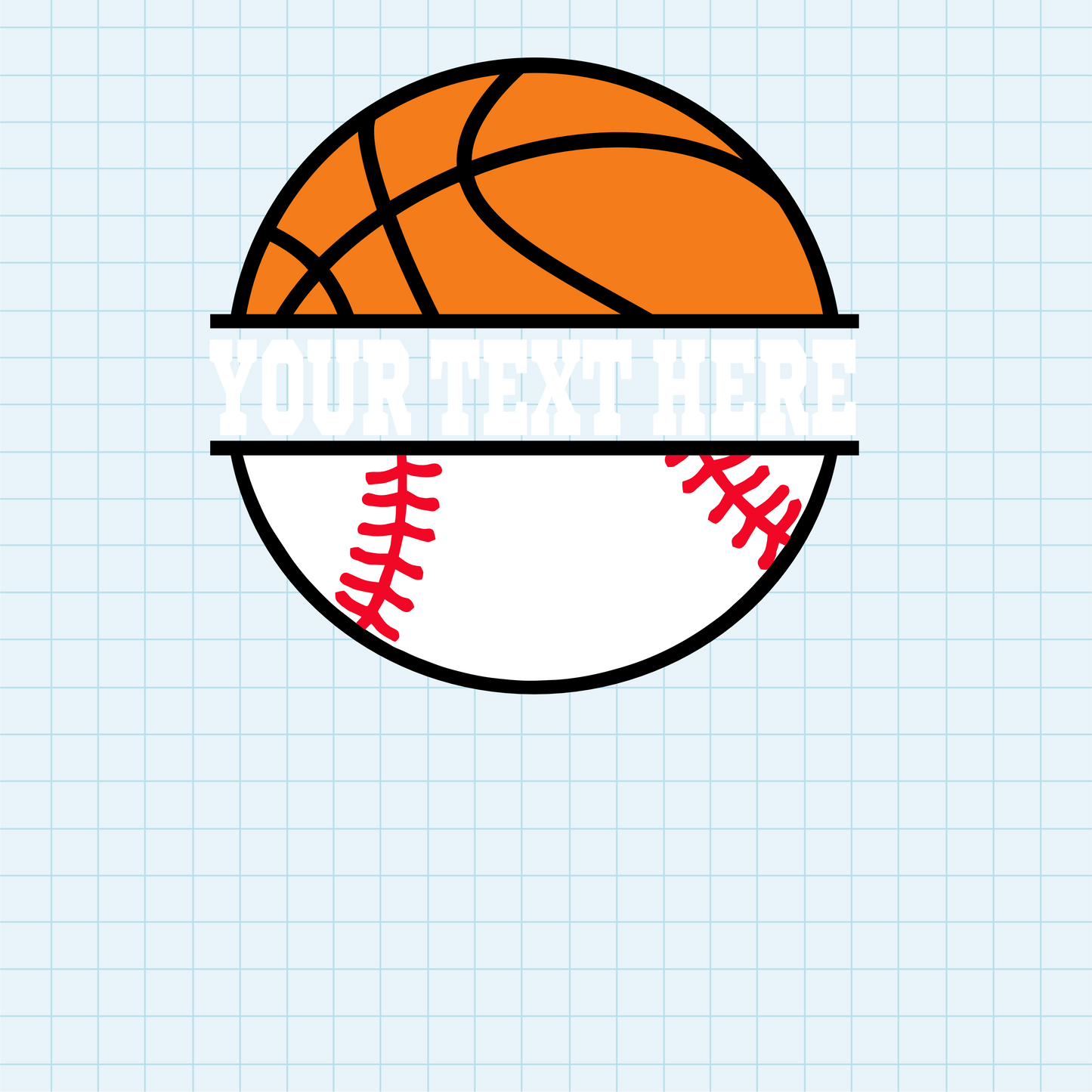 (s047-2) Basketball Split Team Name or Custom Text