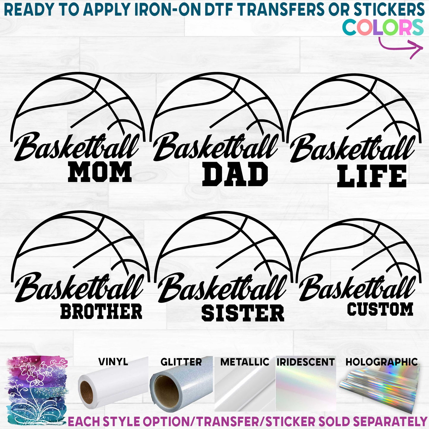 (s047-6B) Basketball Family Mom Printed Heat Transfer or Sticker