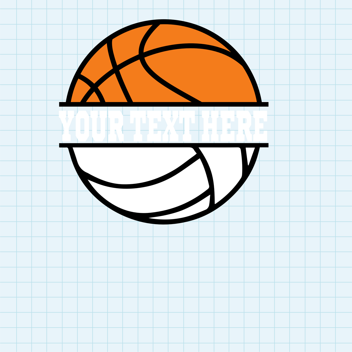 (s047-2) Basketball Split Team Name or Custom Text