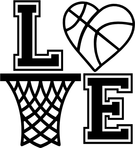 (s047-10) Stacked LOVE Basketball Net Heart or Round Ball