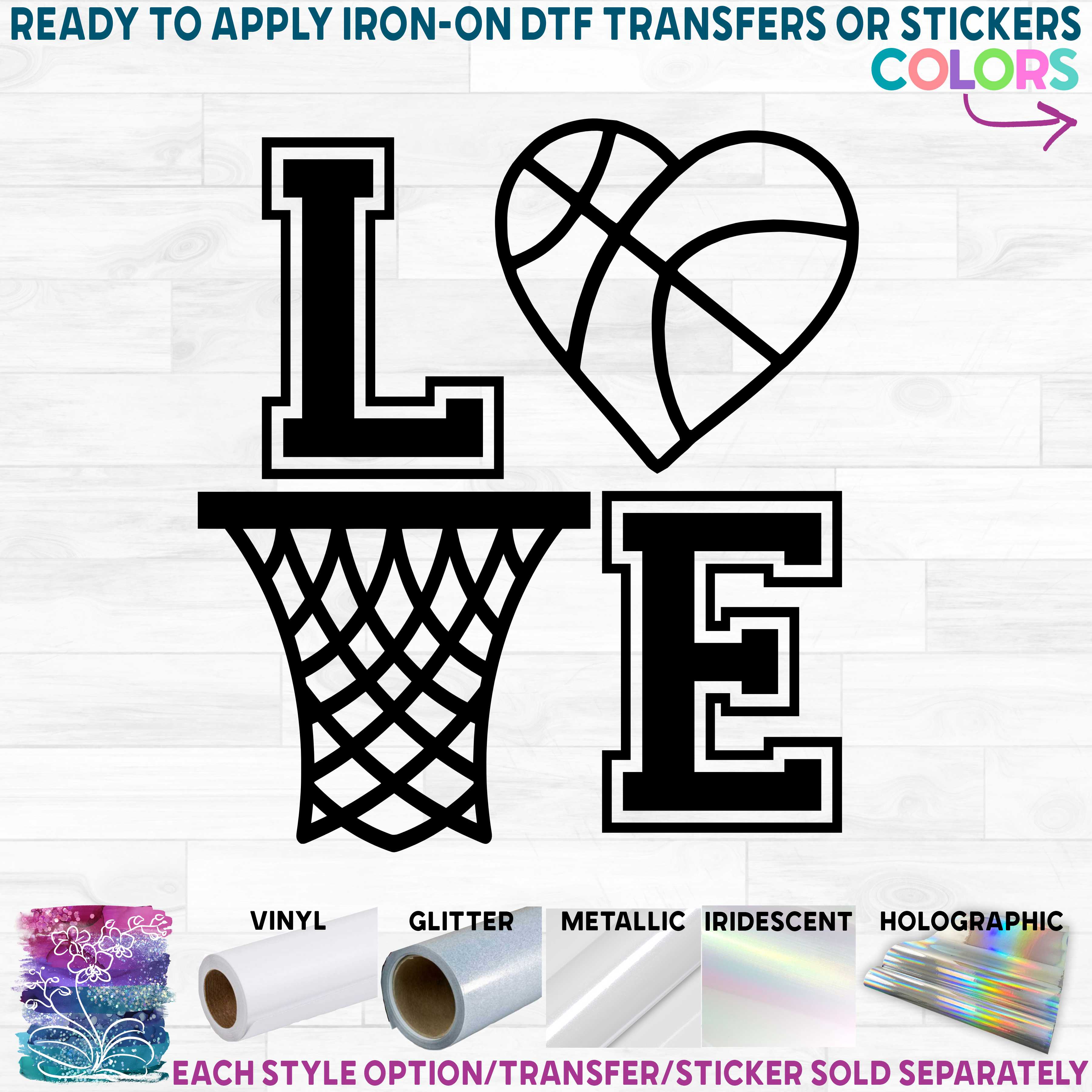 (s047-10) Stacked LOVE Basketball Net Heart or Round Ball