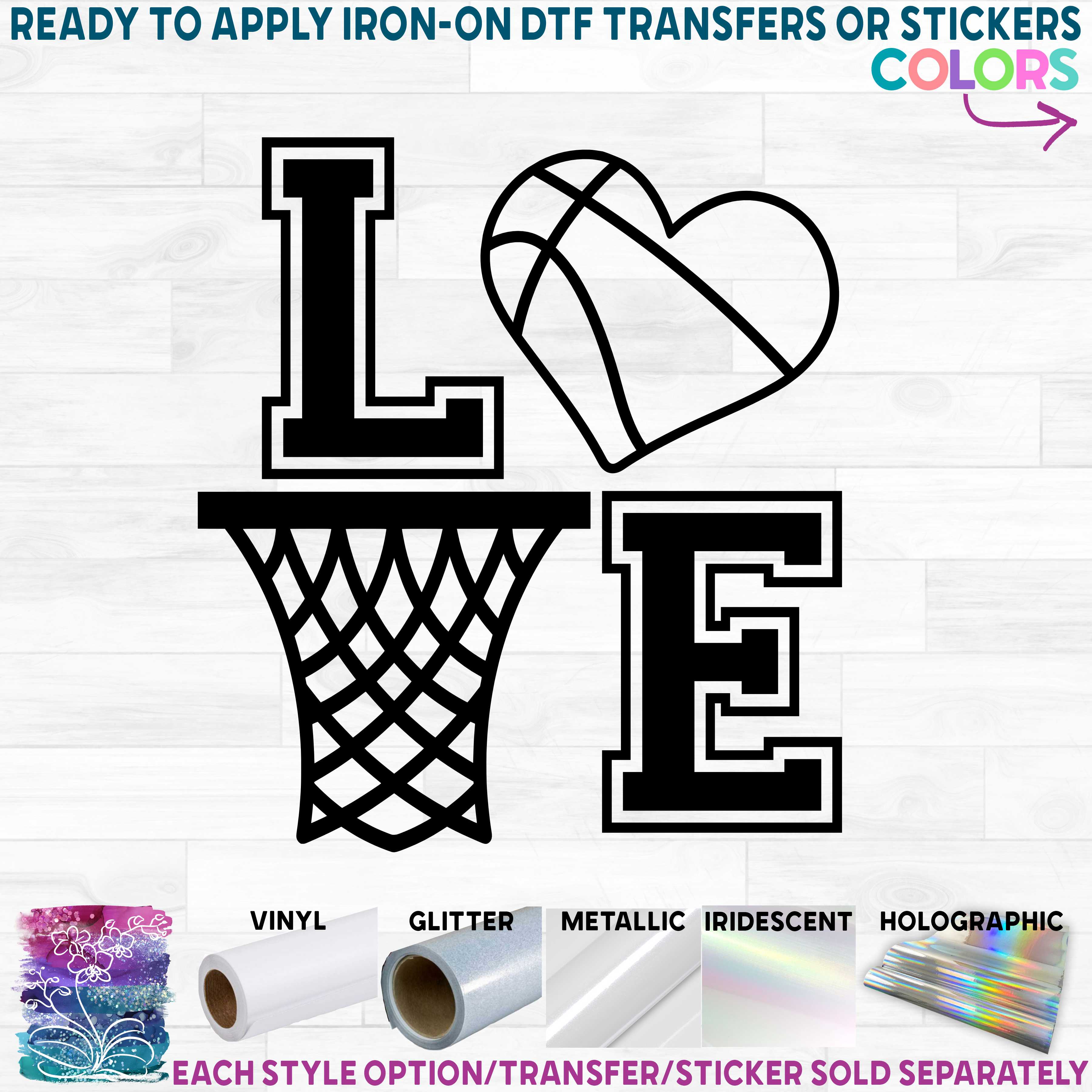 (s047-10) Stacked LOVE Basketball Net Heart or Round Ball