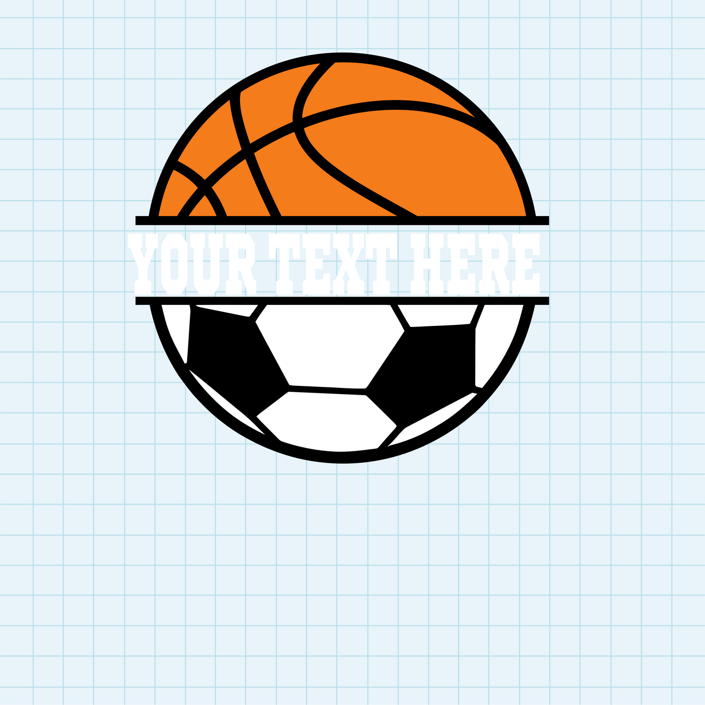 (s047-2) Basketball Split Team Name or Custom Text