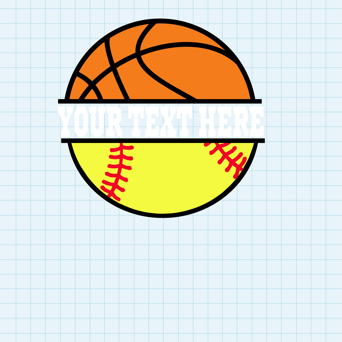 (s047-2) Basketball Split Team Name or Custom Text