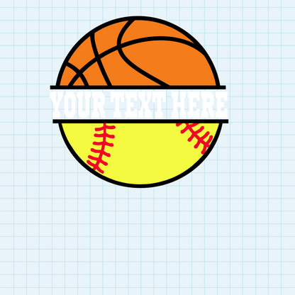 (s047-2) Basketball Split Team Name or Custom Text