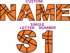 (s047-3) Basketball Single Letters, Numbers or Custom Names