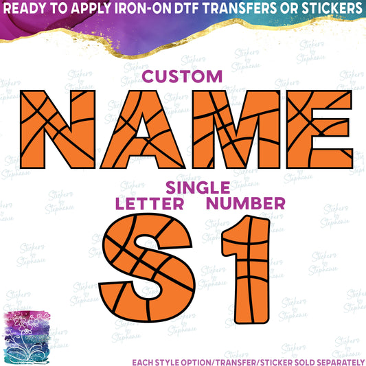 (s047-3) Basketball Single Letters, Numbers or Custom Names