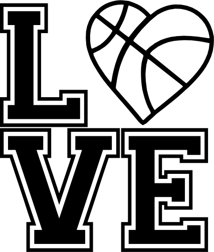 (s047-9) Stacked LOVE Basketball Heart or Round Ball